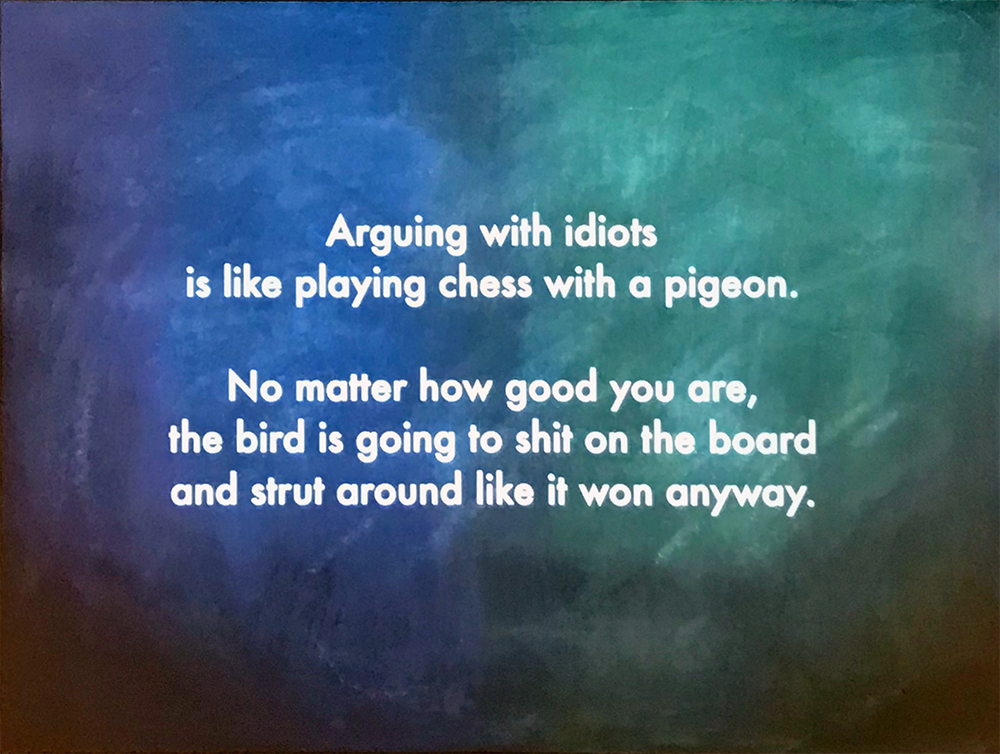 Glug London - December 2017, Arguing with idiots quote