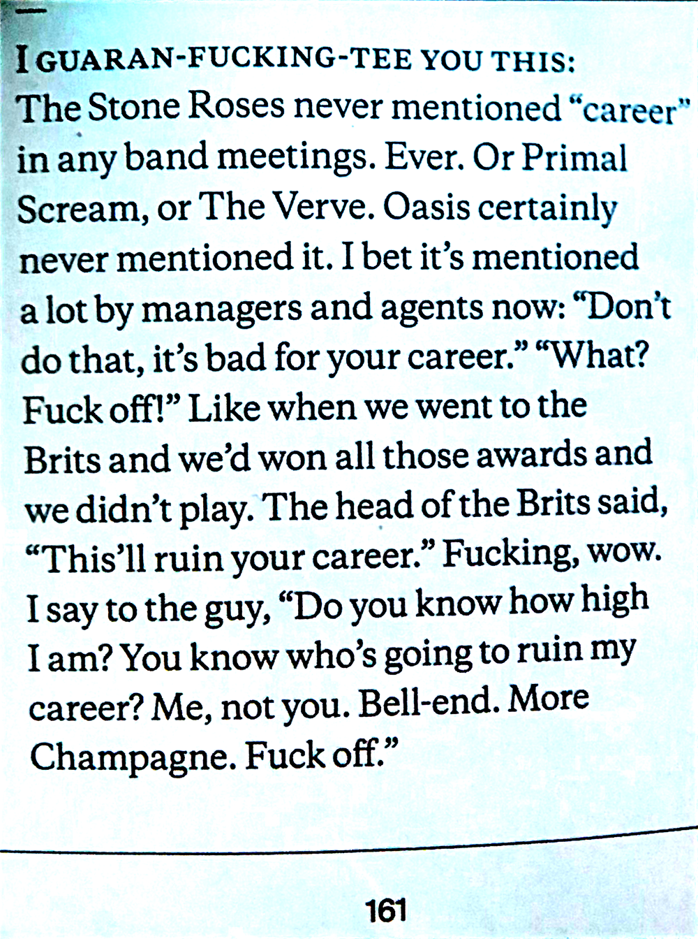 Glug London - December 2017, Liam Gallagher quote