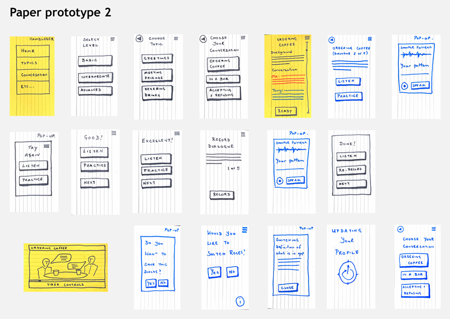 App design - paper prototype